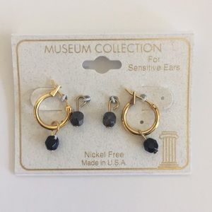 Museum Collection small Gold hoops w/faceted beads